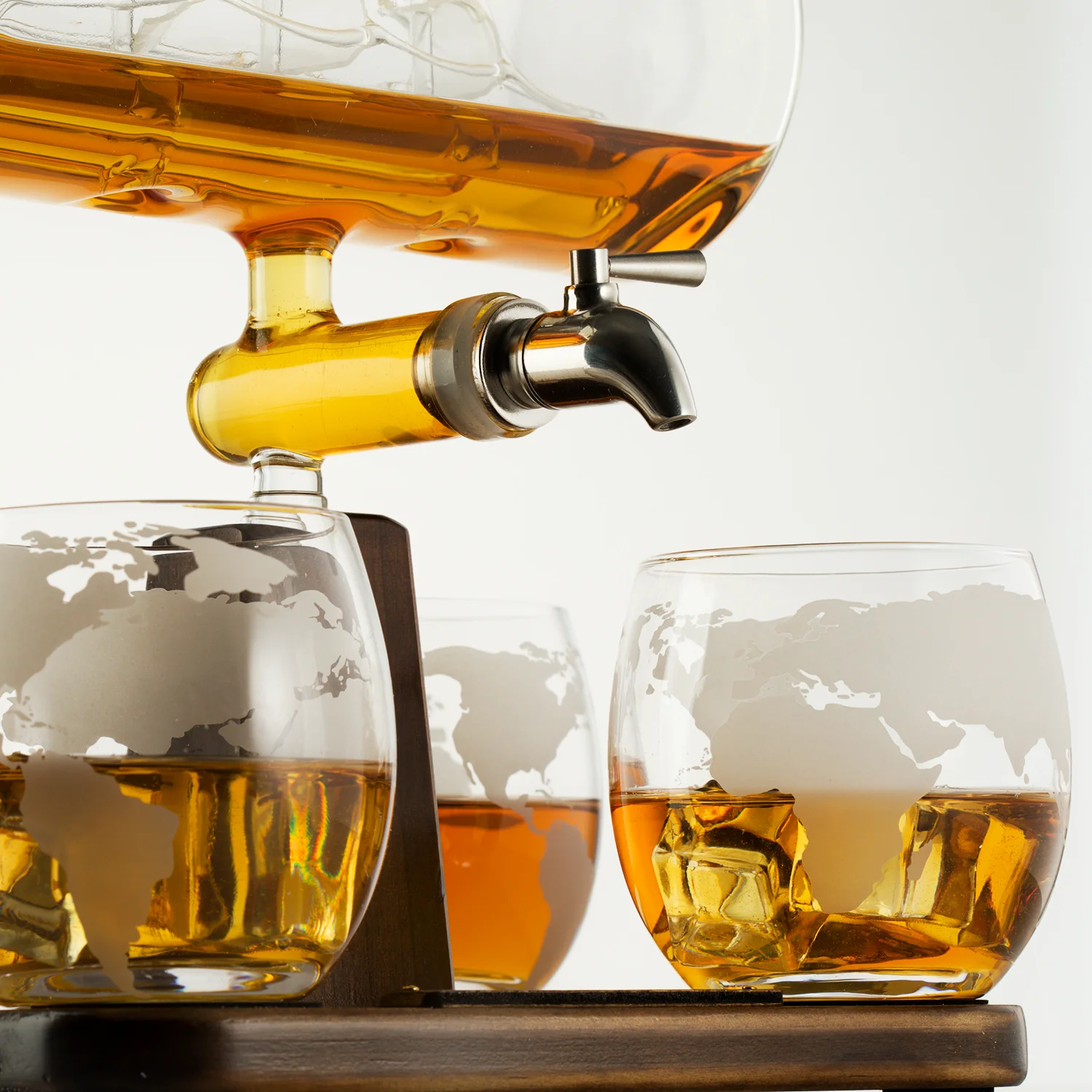 Whiskey & Wine Decanter Gifts for Men & Dad, Ship Decanter 1000ml, Set with 4 Globe Drinking Glasses - Cool Liquor Dispenser for Home Bar Unique Birthday Gift Ideas from Wife, Daughter, Son Present - Image 3