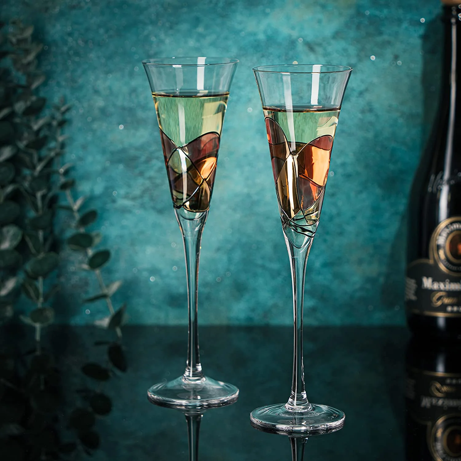 The Wine Savant Artisanal Hand Painted Renaissance Romantic Stained Glass Windows, Stemmed Hand Painted Glassware Gift Idea for Her/Him, Birthday, Housewarming, Gifts (6 OZ) - Image 3