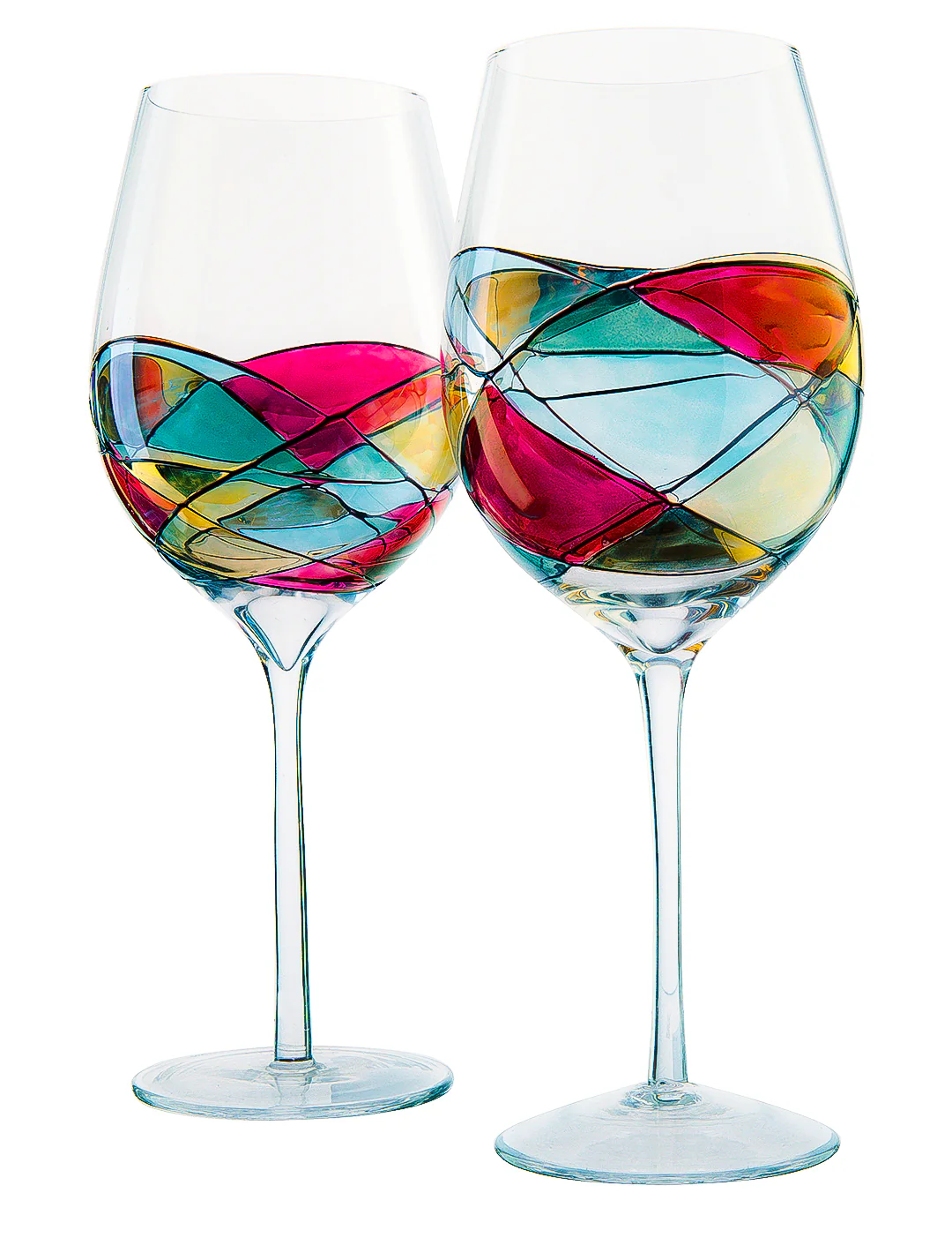 The Wine Savant Artisanal Hand Painted Renaissance Romantic Stain-glassed Windows Wine Glasses Set of 2 - Gift Idea for Her, Him, Birthday, Housewarming - Extra Large Goblets 29OZ (Stemmed) - Image 4