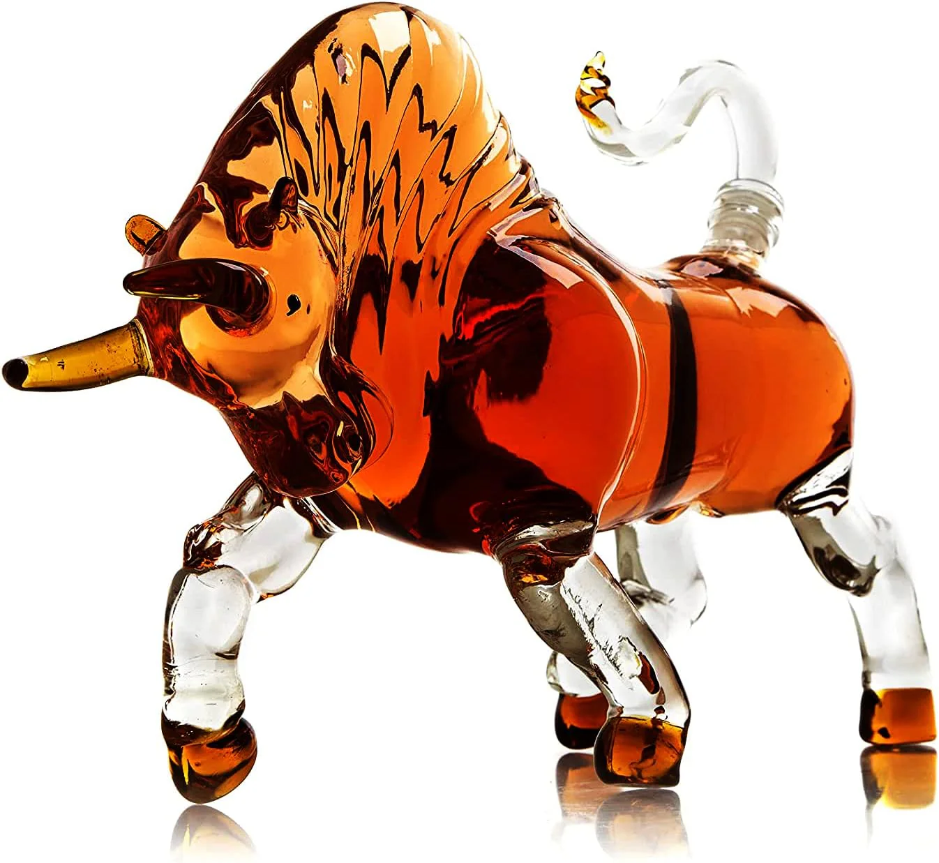 Bull The Wine Savant Charging Bull Heads Forward Animal Liquor Decanter Made For Bourbon, Whiskey, Scotch, Rum, or Tequila, Zodiac Shape Clear - Image 4