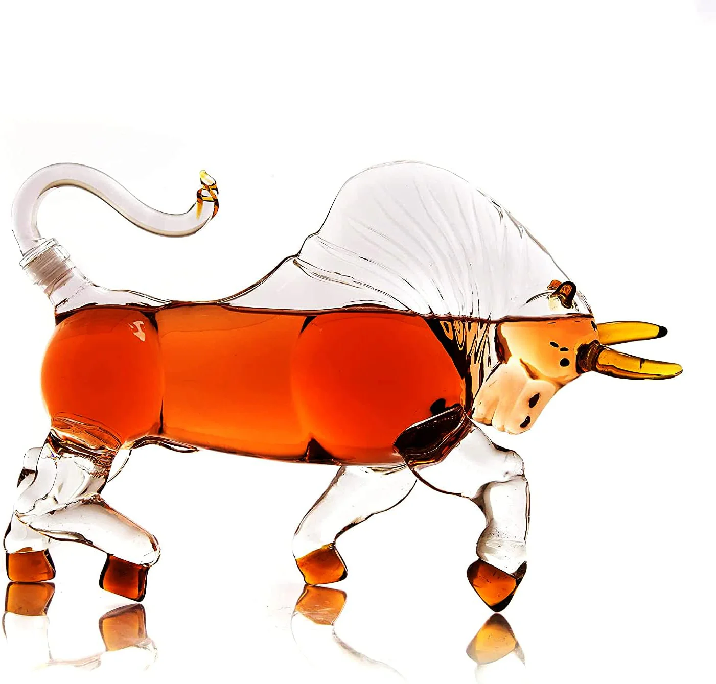 Bull The Wine Savant Charging Bull Heads Forward Animal Liquor Decanter Made For Bourbon, Whiskey, Scotch, Rum, or Tequila, Zodiac Shape Clear - Image 5