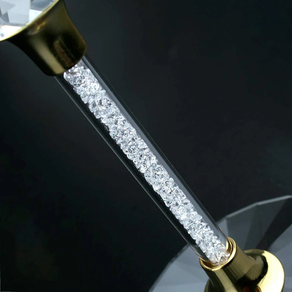 The Wine Savant Rhinestone DIAMOND Studded Wine Glasses 16 Ounces Set of 2 10-inches Tall, Gold and Laser Cut Sparkling Wine Wedding Glasses, Elegant Crystal - For Everyday, Weddings, Parties - Image 3