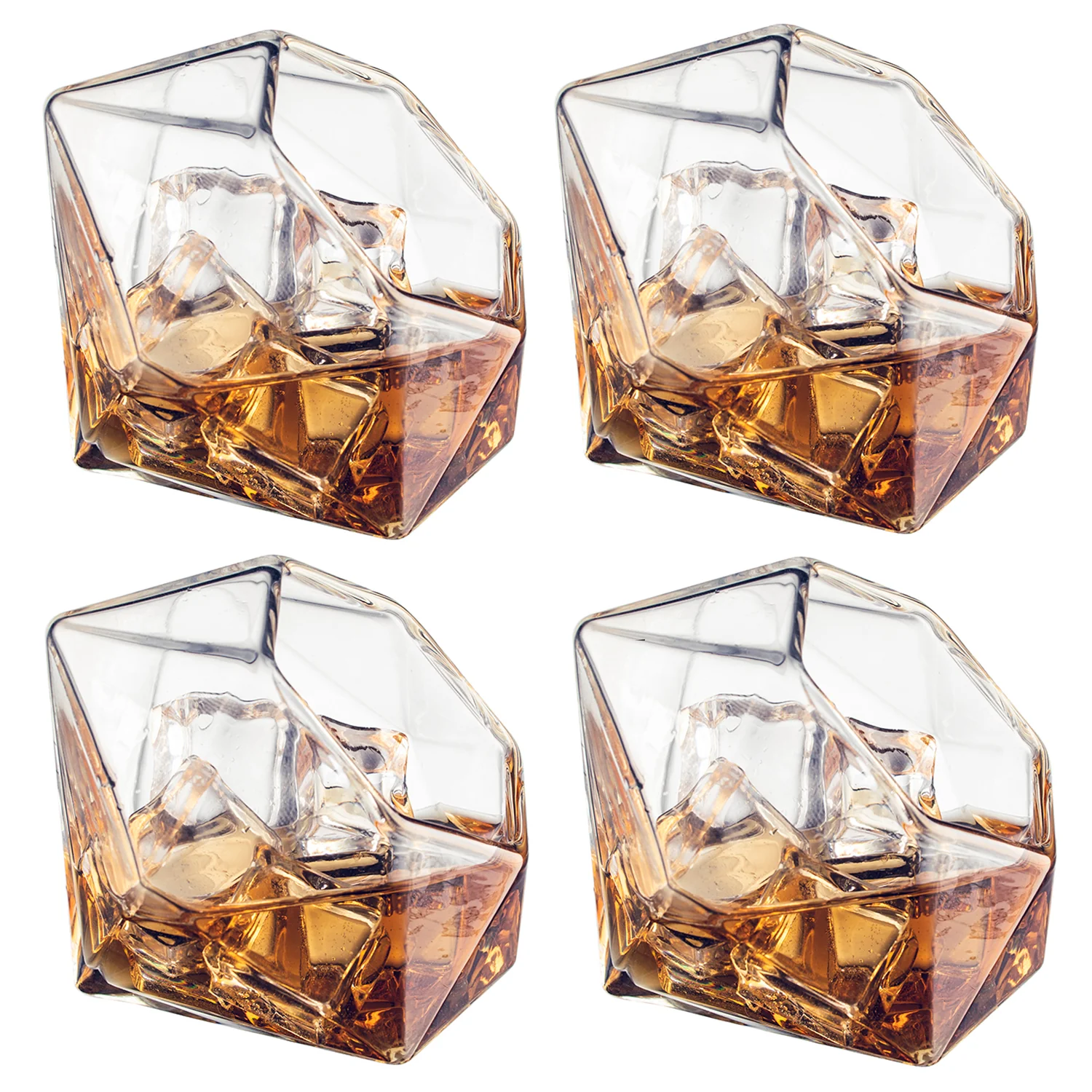 Set of 4 Diamond Whiskey & Wine Glasses 10oz - Wine, Whiskey, Water, Diamond Shaped, Diamonds Collection Sparkle Patented Wine Savant - Stands Alone, Or on Stand - Image 3