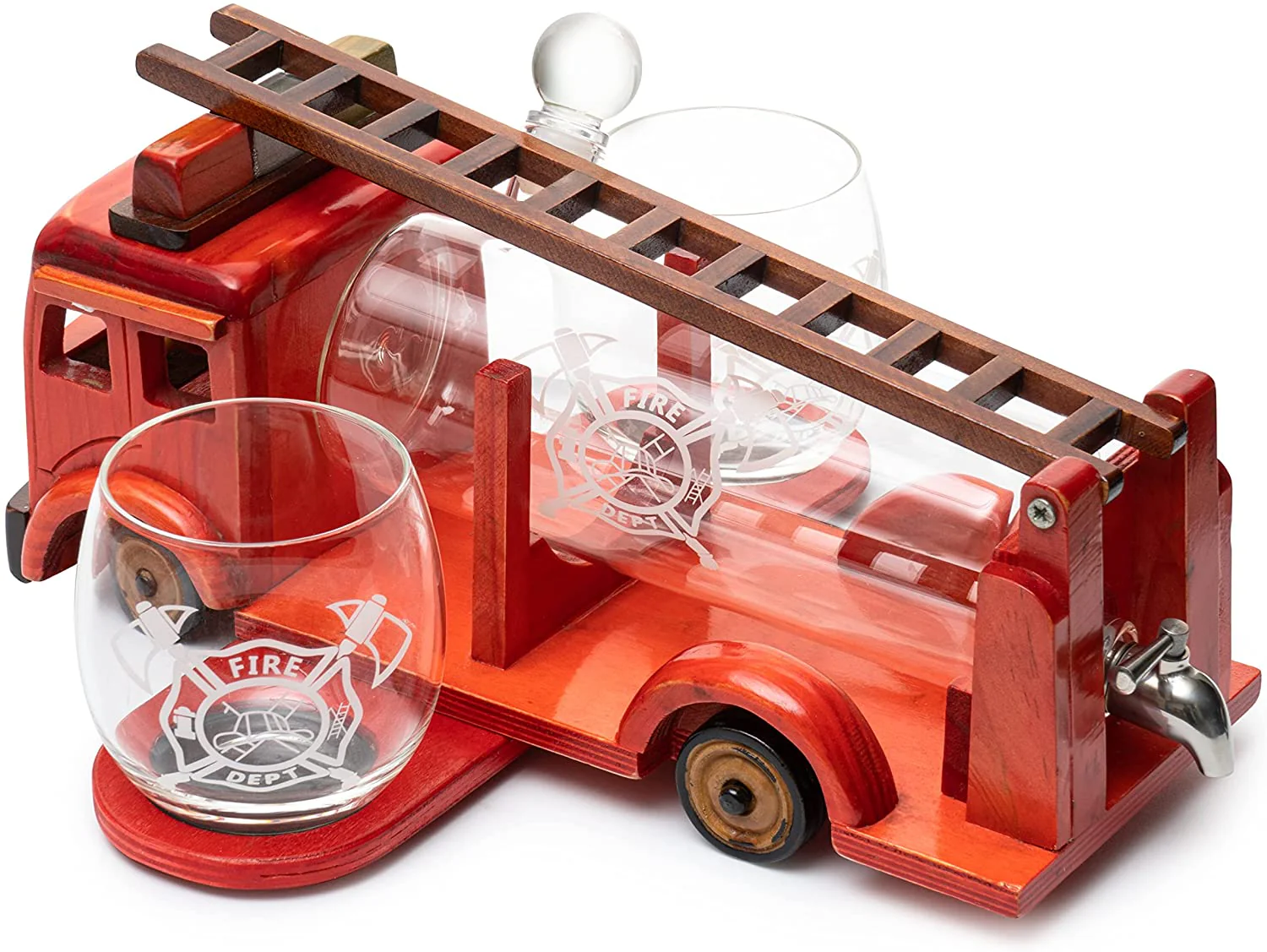 Firetruck Whiskey Decanter with Two 12 oz Glasses Gift Firefighter Gifts, Fireman, Firetruck Figurine, Police Gifts, Fire Department Gifts, Gifts for Firefighters! 600ml 13" L 6" H Gifts for Dad - Image 5