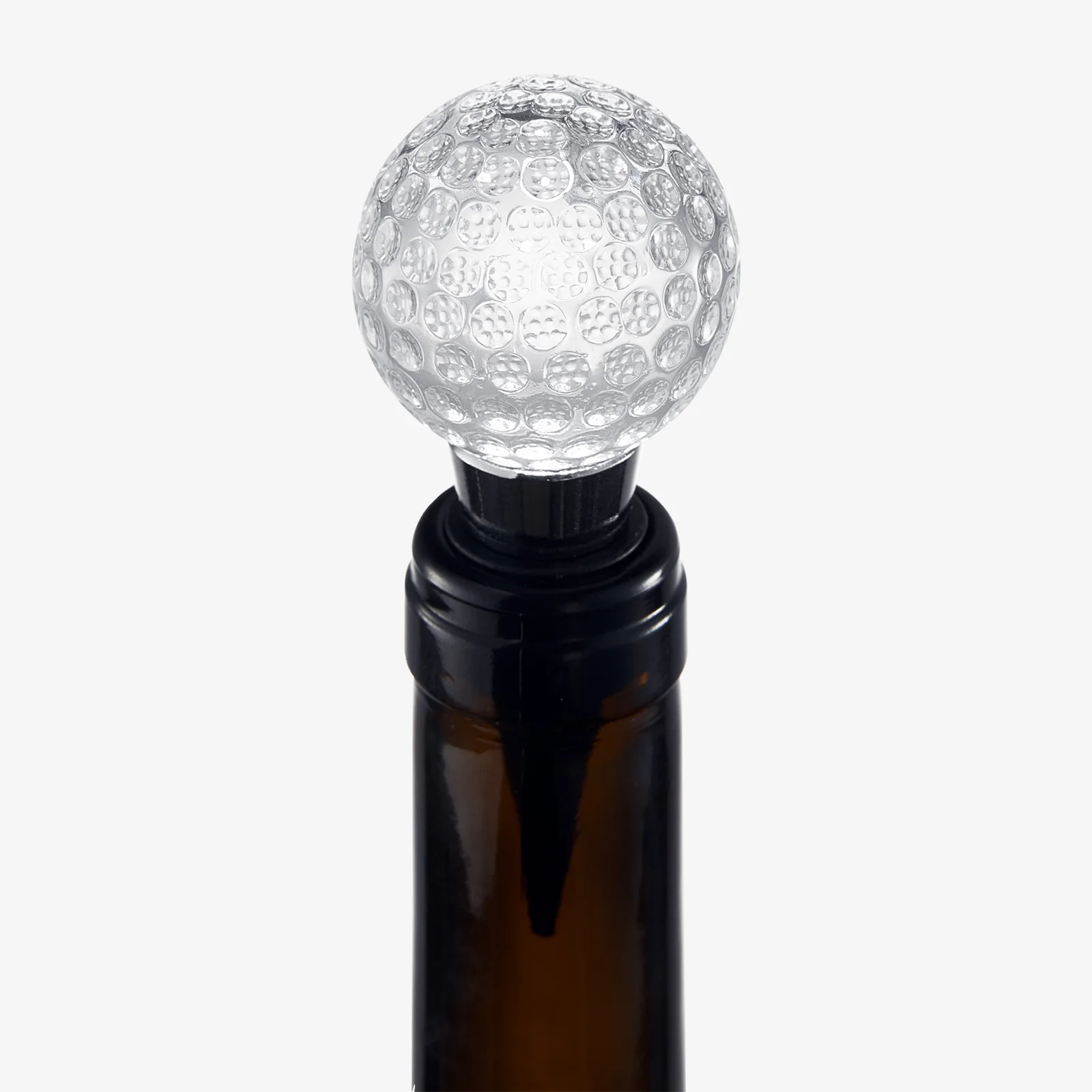 Golf Ball Wine & Champagne Bottle Stopper - Mouth-Blown Lead-Free Clear Glass Stopper, Novelty Glassware Beverage Cork, Wine Top Decoration, Gift for Red or White Wine & Golf Lover Alike 3.8"L - Image 4