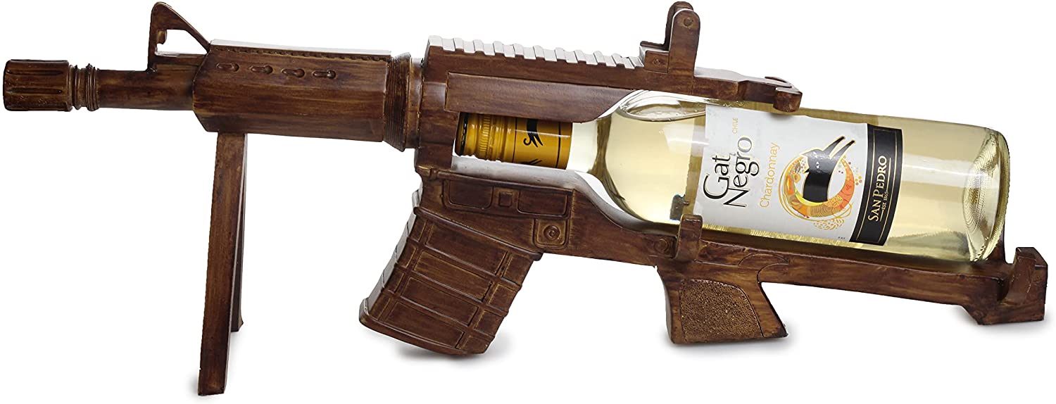 Gun AR15 Wine Bottle Holder 23" L - Gun Wine Bottle Holder - Great Gift for Gun Enthusiasts and Wine Lovers! Elegant Drinking Party Accessory! (Wood) - Image 5