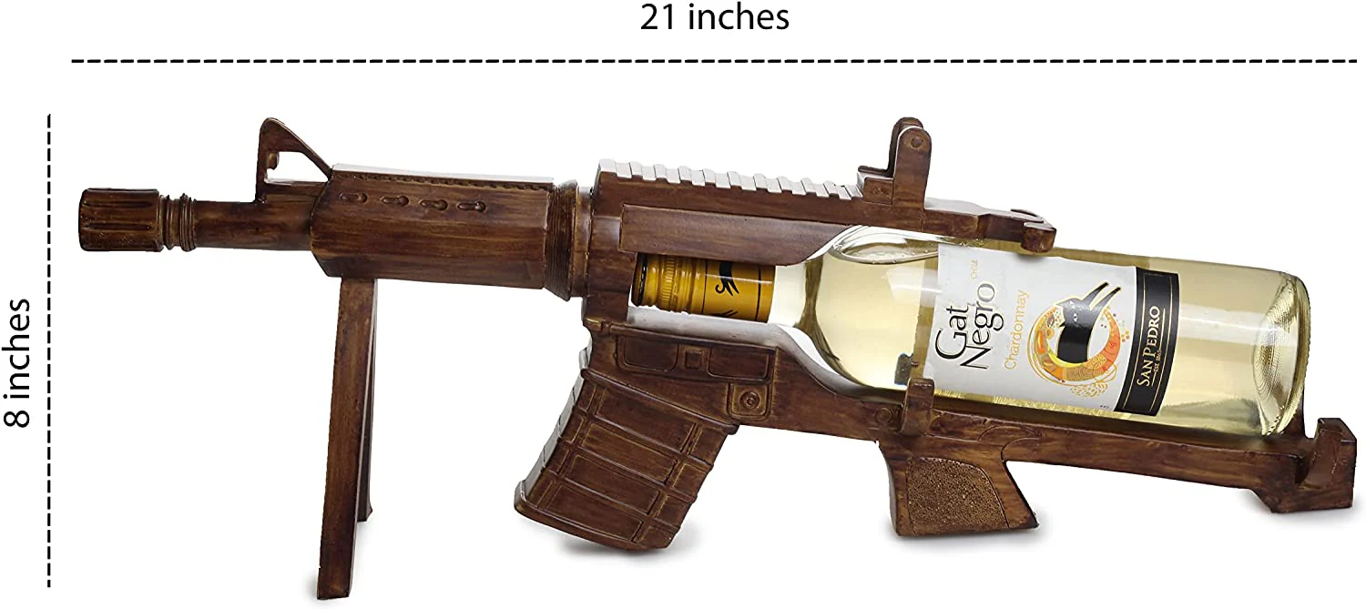 Gun AR15 Wine Bottle Holder 23" L - Gun Wine Bottle Holder - Great Gift for Gun Enthusiasts and Wine Lovers! Elegant Drinking Party Accessory! (Wood) - Image 6