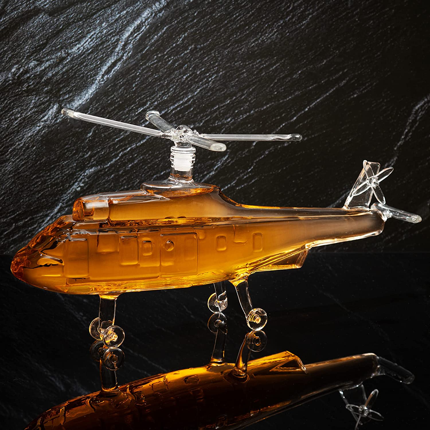Helicopter Wine & Whiskey Decanter Black Hawk Chopper 8" x 16" The Wine Savant - Heli Gifts for Men - Glass Helicopter Figurine Gift, Bourbon and Scotch Decanter - Military Veteran Gifts - 750ml - Image 3