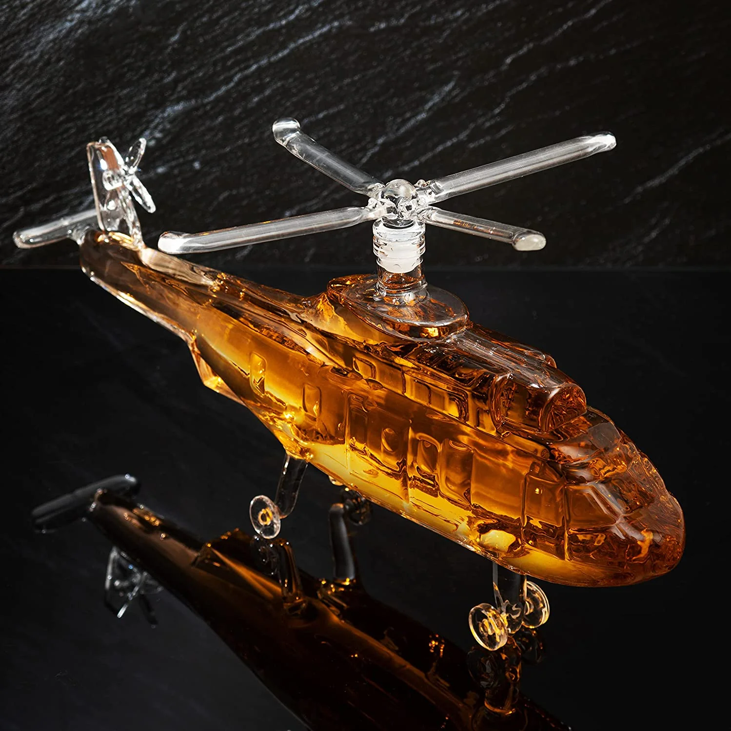 Helicopter Wine & Whiskey Decanter Black Hawk Chopper 8" x 16" The Wine Savant - Heli Gifts for Men - Glass Helicopter Figurine Gift, Bourbon and Scotch Decanter - Military Veteran Gifts - 750ml - Image 4