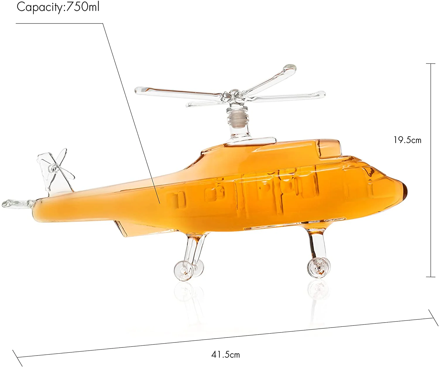 Helicopter Wine & Whiskey Decanter Black Hawk Chopper 8" x 16" The Wine Savant - Heli Gifts for Men - Glass Helicopter Figurine Gift, Bourbon and Scotch Decanter - Military Veteran Gifts - 750ml - Image 6