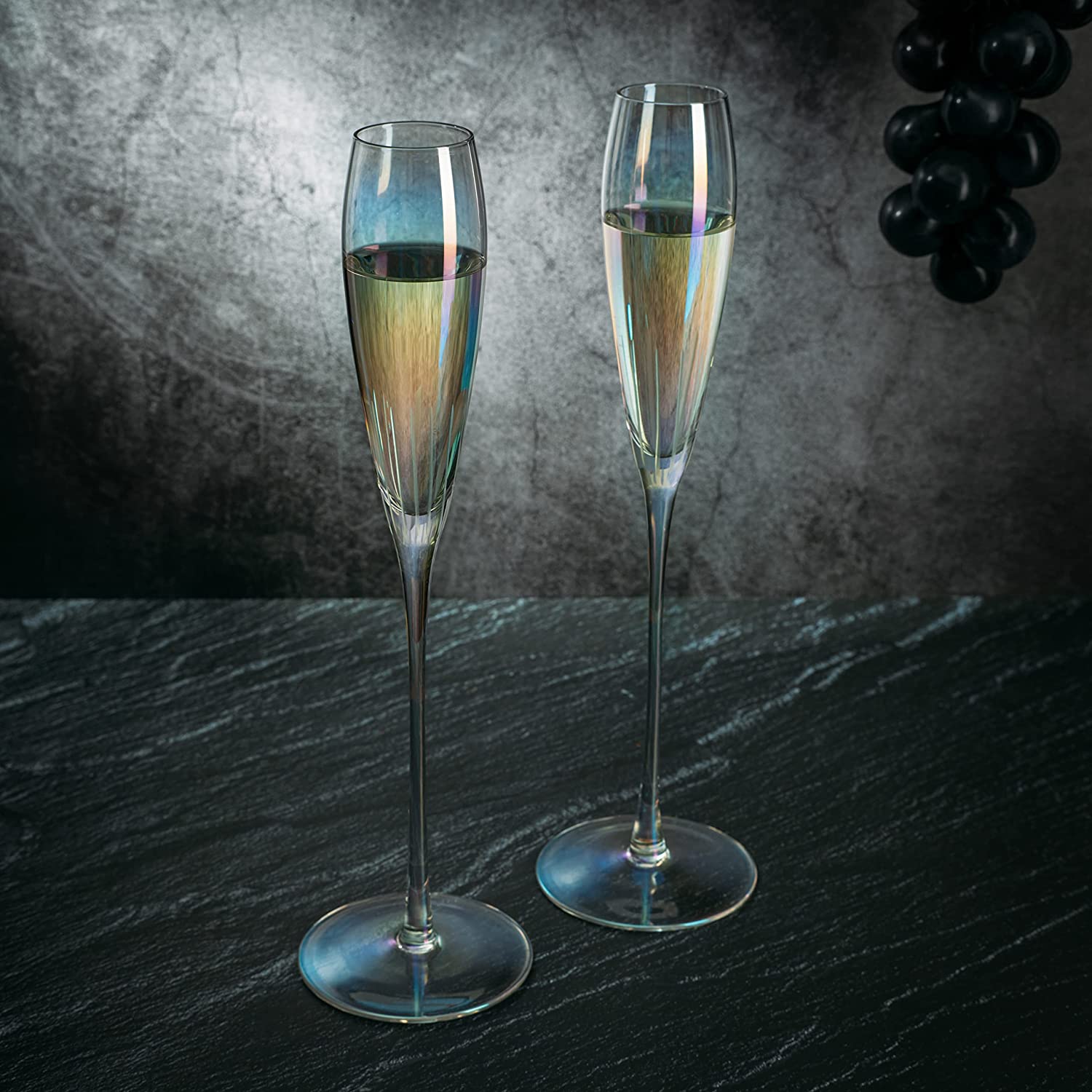 Parisian Performance Glassware French Paris Collection Crystal Pink Glasses, Red & White Wines - The Wine Savant - For Weddings Present Everyday Beautiful Gift Anniversary (Iridescent Champagne 2 set) - Image 3