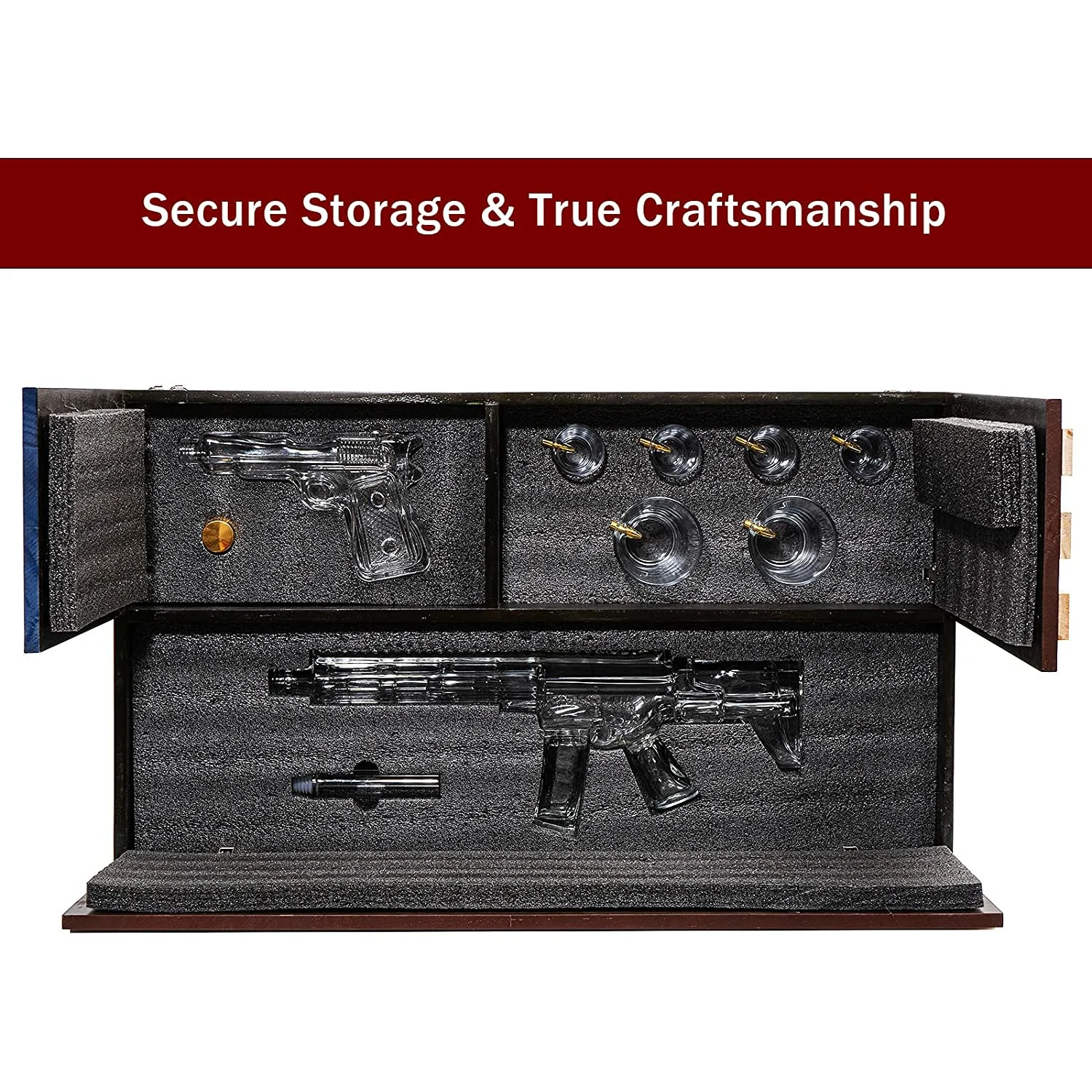 AR15 Whiskey Gun Decanter Flag Set - 1000ml Rifle & Pistol Set - Hanging Storage American Flag Gift Box & Bullet Glasses & Shot Glass, Great Gift for Army, Navy, Marines, Veterans & Gun Enthusiasts - Image 5