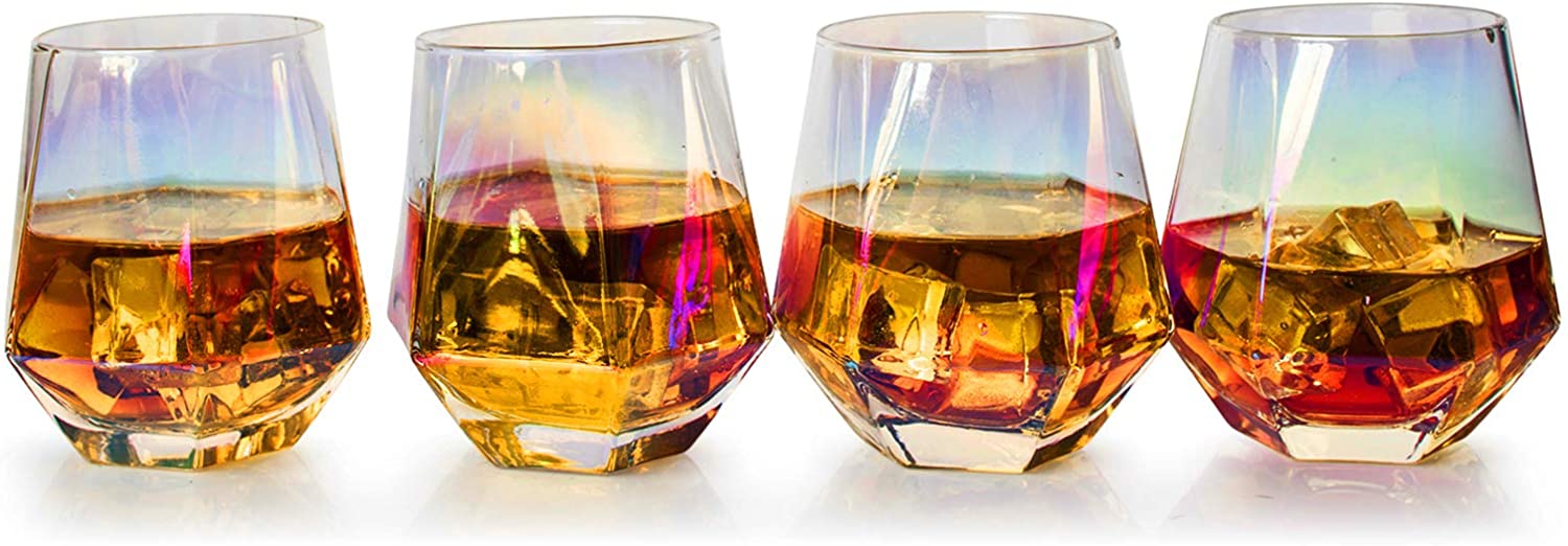 Diamond Iridescent Glass Diamond Decanter and Glasses Set, The Wine Savant Rainbow Iridescent Comes With A Diamond Decanter 4 Whiskey/Wine Diamond Glasses, 1 Tray and a Perfect Box - Image 6