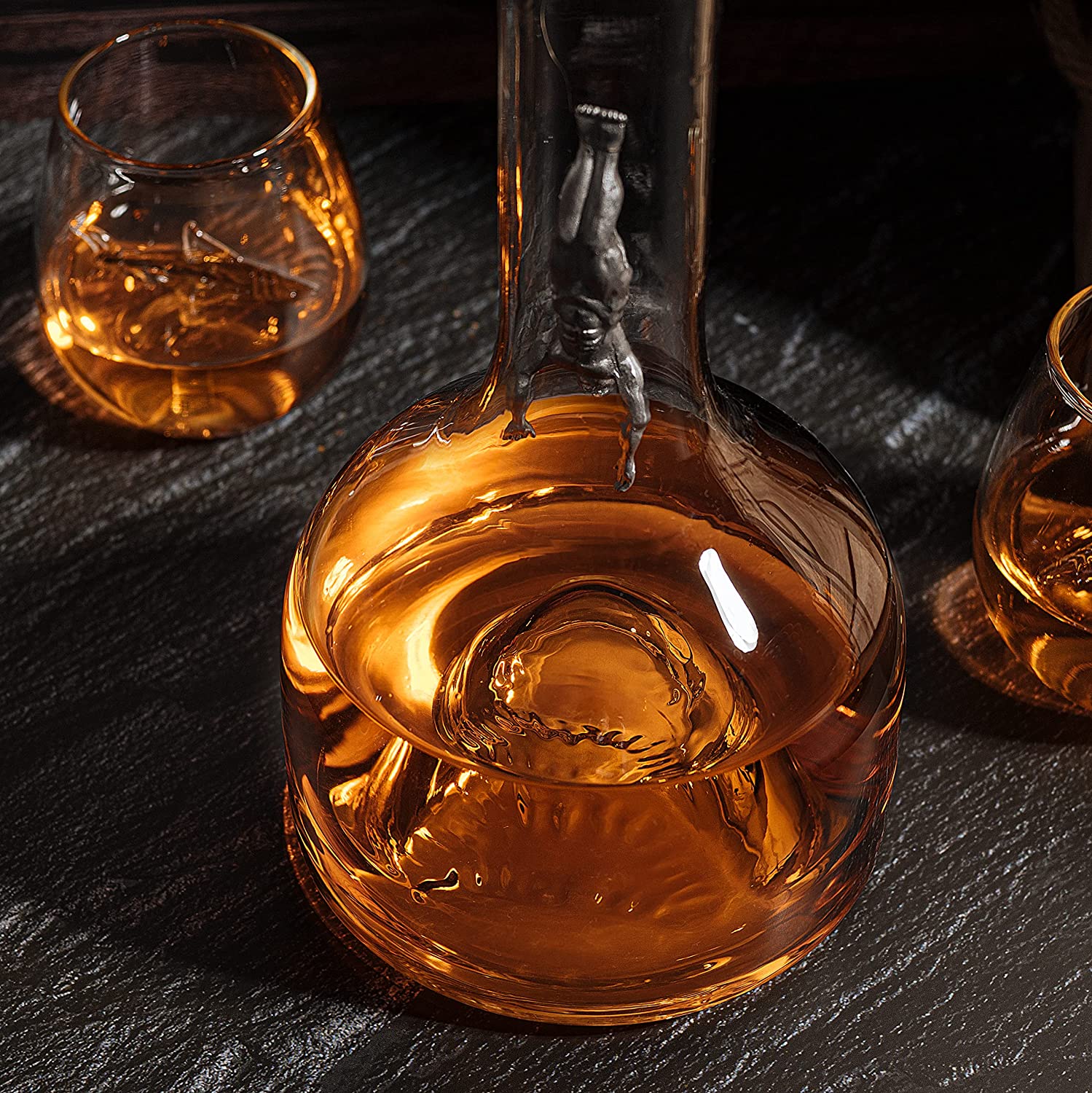 Shark Wine & Whiskey Decanter & Glasses Set by The Wine Savant - 1000ml Shark Decanter with 2 10oz Glasses - Shark Figurine, Aquatic Home Decor, Whiskey Gifts for Sea Lovers, Nautical Gifts, Gift Set - Image 3