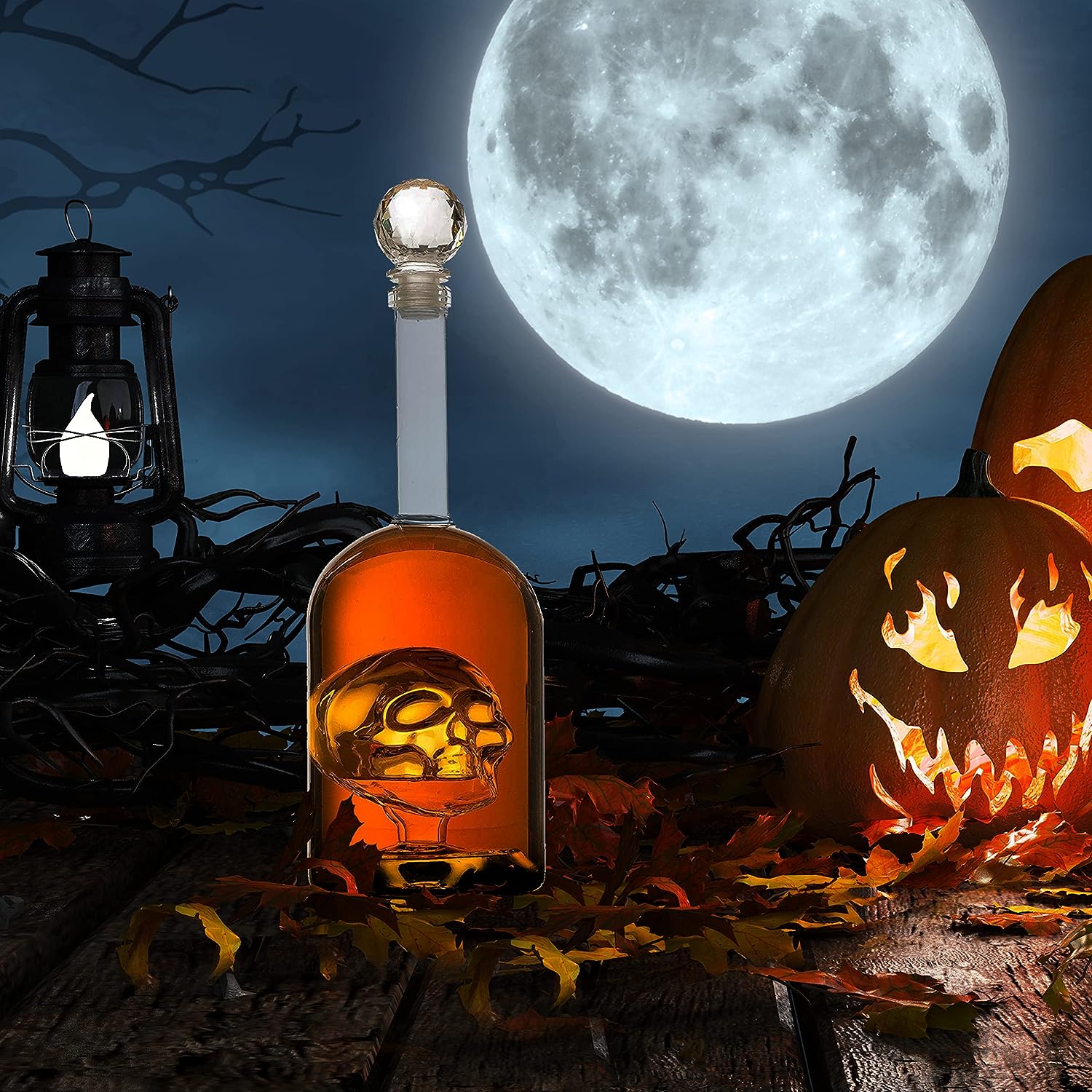 Skull Decanter in Bottler Skull Head by The Wine Savant 750ml, Skull Bottle Skull Face Enlarges with Whiskey, Tequila, Bourbon Scotch or Rum - Great Gift for Any Bar! - Image 6