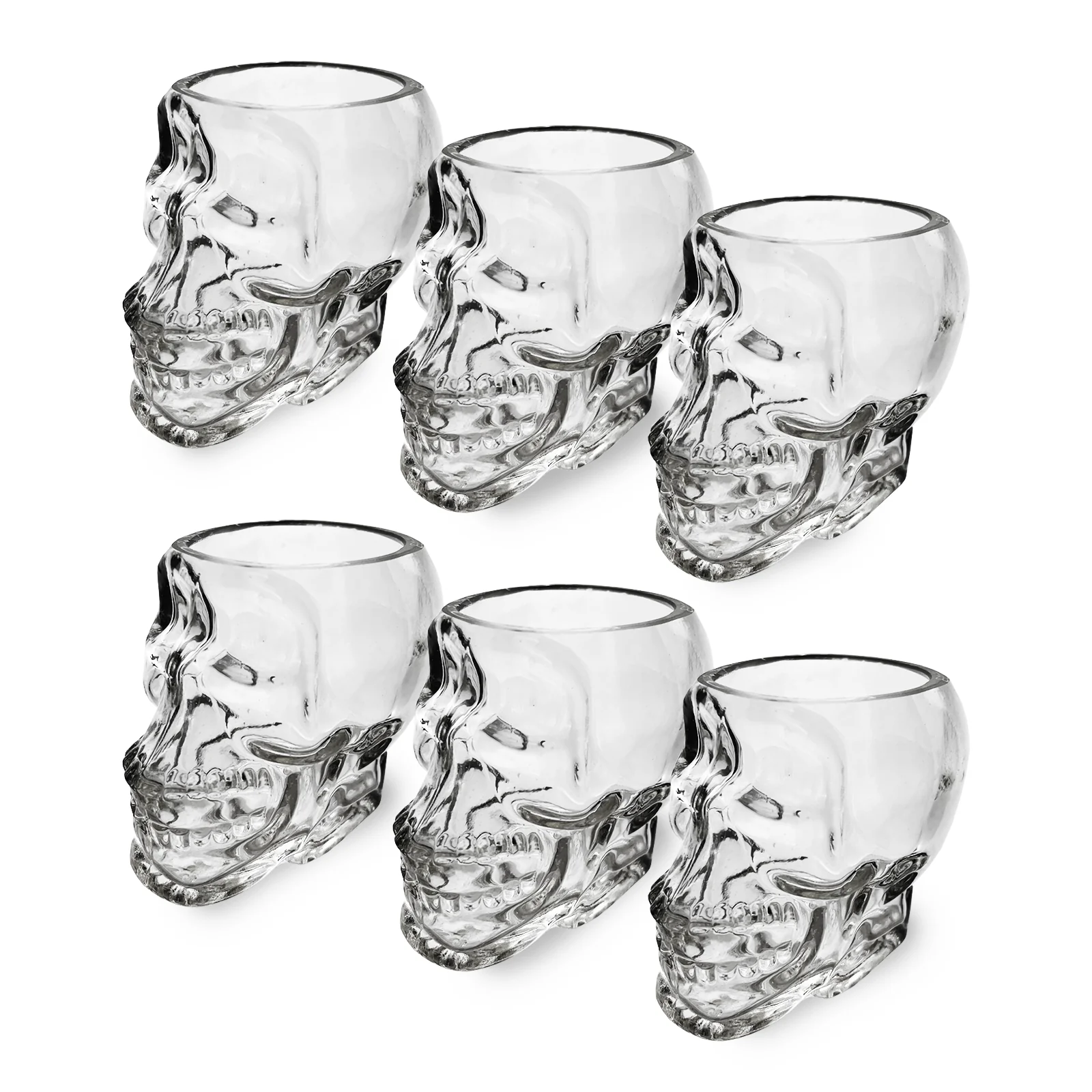 Skull Shot Glasses Set of 6 by The Wine Savant - 3oz Skull Glasses 3" H - Goth Gifts, Skull Gifts, Skull Decor, Skeleton Decor, Skull Shaped Glasses, Perfect for Halloween Themed Parties! - Image 8