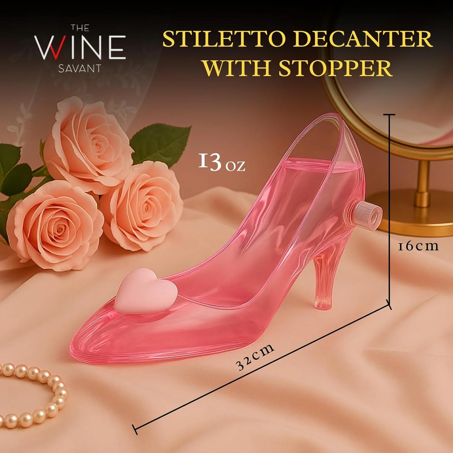 Stiletto Whiskey and Wine Decanter by The Wine Savant with Stopper - Luxurious Handcrafted High Heel Decanter for Wine Liquor Rum Bourbon Tequila - Elegant Decanter Gifts for Women! - Image 3