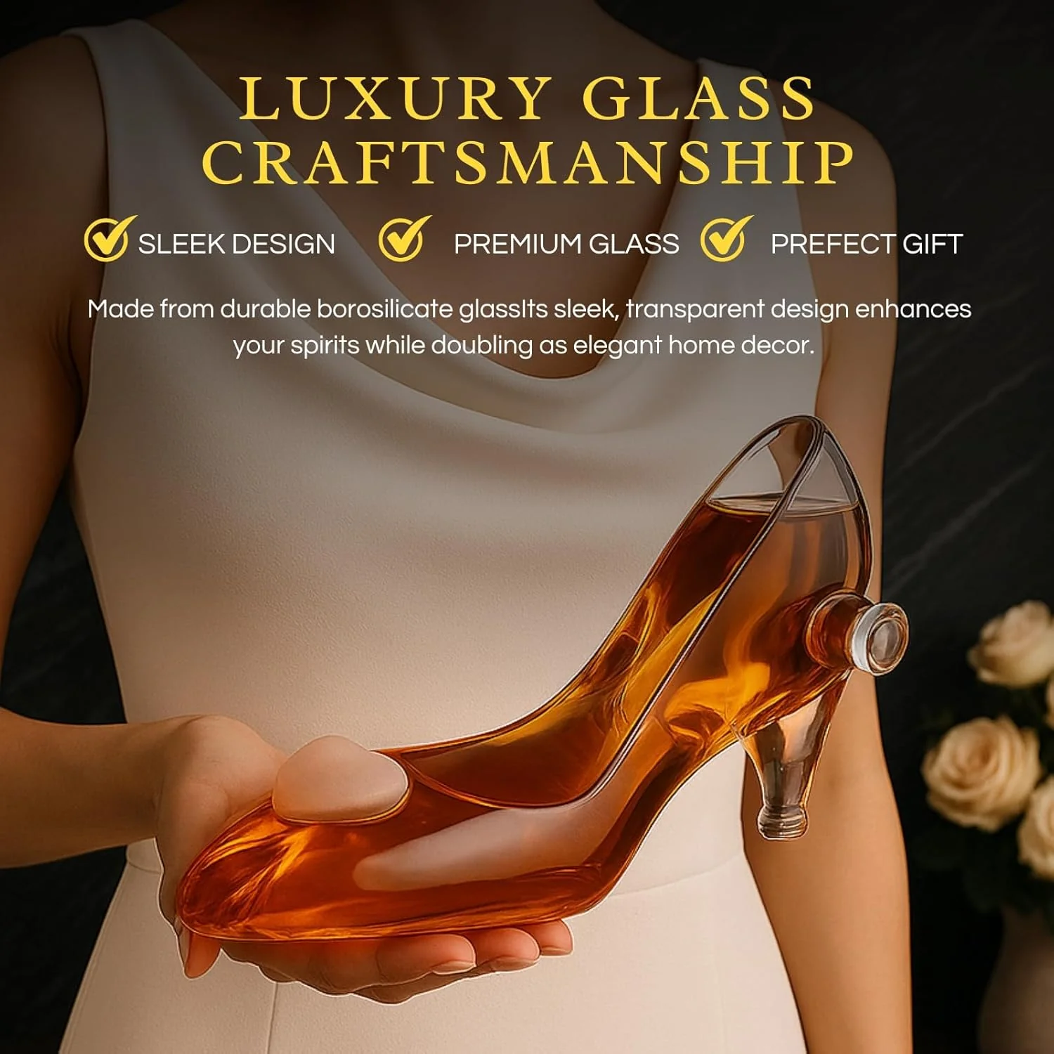 Stiletto Whiskey and Wine Decanter by The Wine Savant with Stopper - Luxurious Handcrafted High Heel Decanter for Wine Liquor Rum Bourbon Tequila - Elegant Decanter Gifts for Women! - Image 4