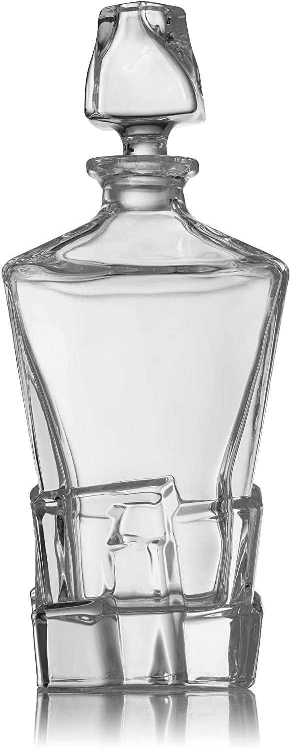 Crystal Wine and Whiskey Iceberg Mountain Glacier Decanter with 4 Glasses and Wood Tray - The Wine Savant - Image 4