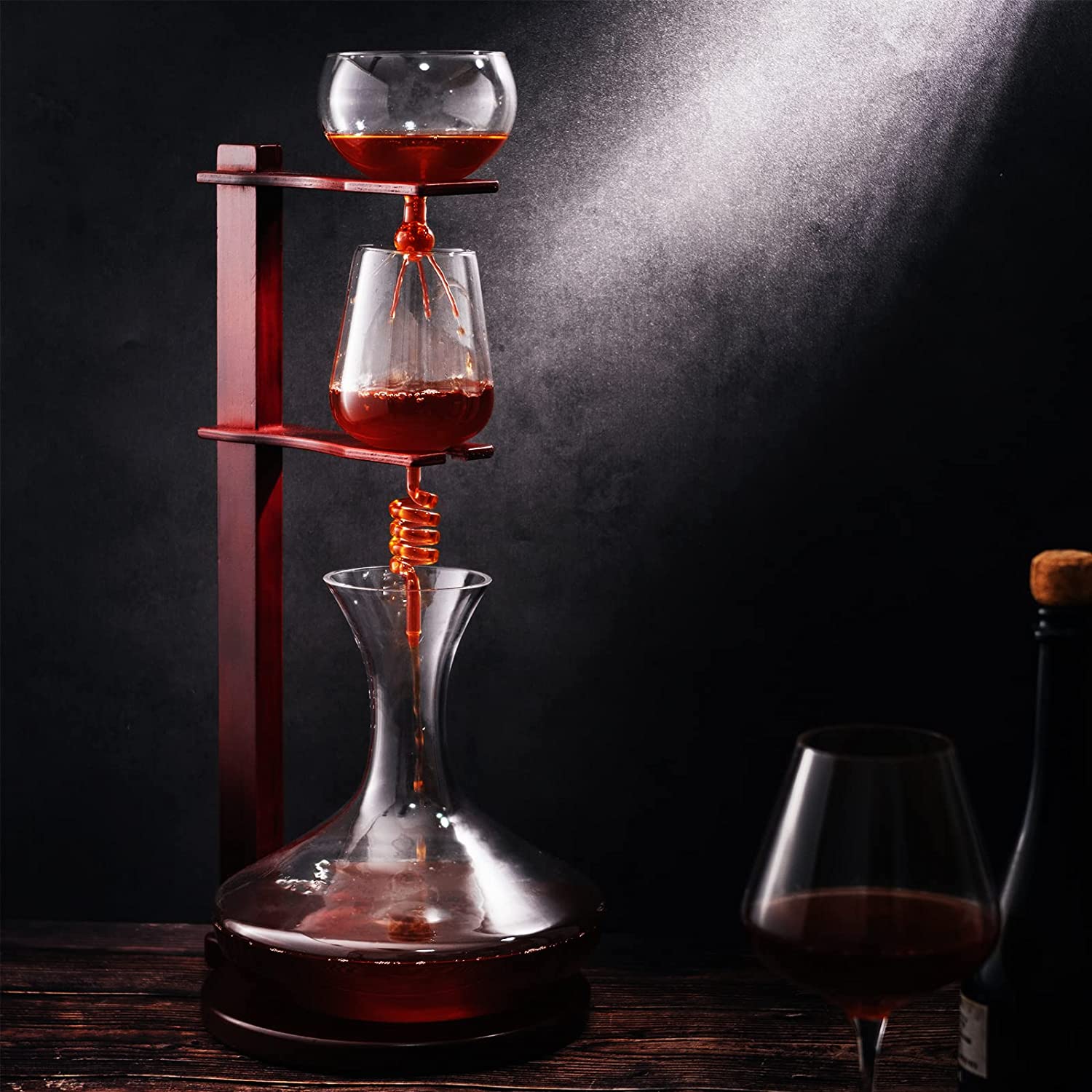 Wine Tower Decanting & Aerator Set by The Wine Savant - Unique Wine Decanter - 3 Aerating Parts - Upper, Middle & Lower Aerators - Whisky & Wines Carafe, Proven to Enhance & Improves Flavor & Aromas - Image 4